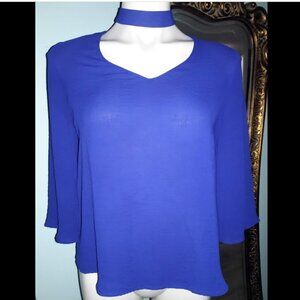 Blue V Neck With Choker Collar Top size XS